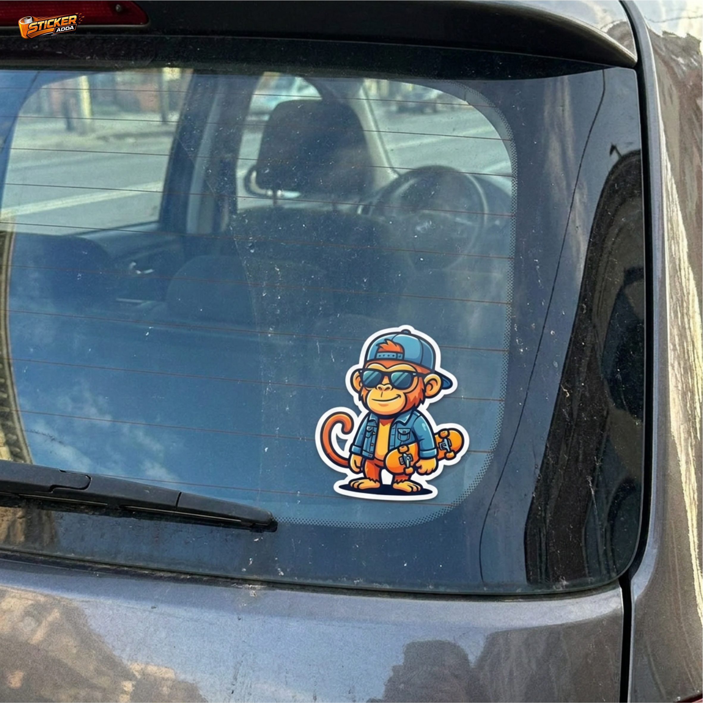 Urban Monkey Vibes™ Sticker | Cool Skater Monkey Waterproof Vinyl Decal for Car, Bike, Laptop & Helmet | Stylish Cartoon Character Sticker | StickerAdda™