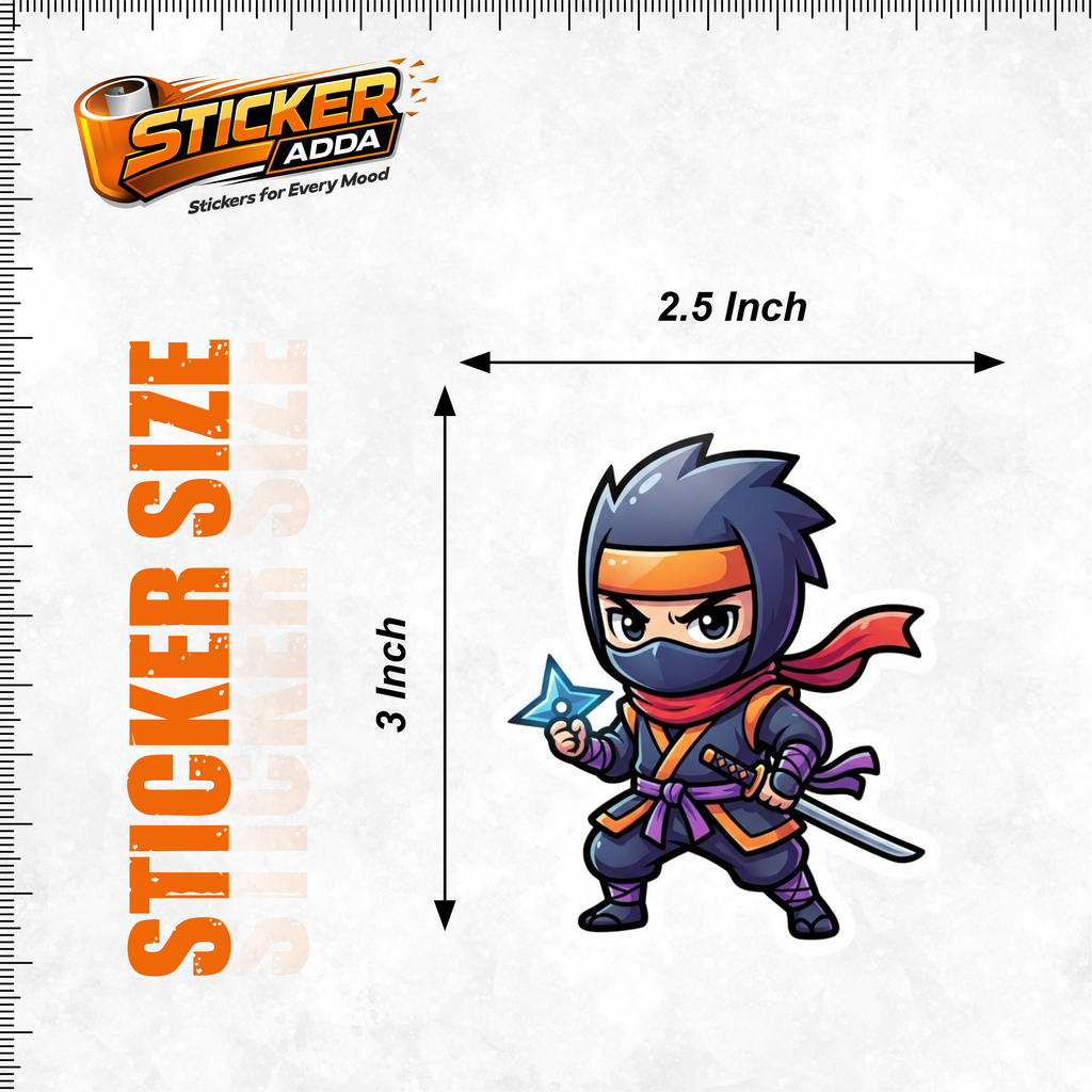 Stealth Ninja Warrior™ Sticker – Cool Shinobi Character Vinyl Decal for Laptop, Bike & Helmet | StickerAdda™