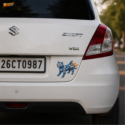 Jet Cat™ Robo Animal Sticker | Premium Waterproof Vinyl Car & Bike Sticker | Futuristic Tech Decal | StickerAdda™