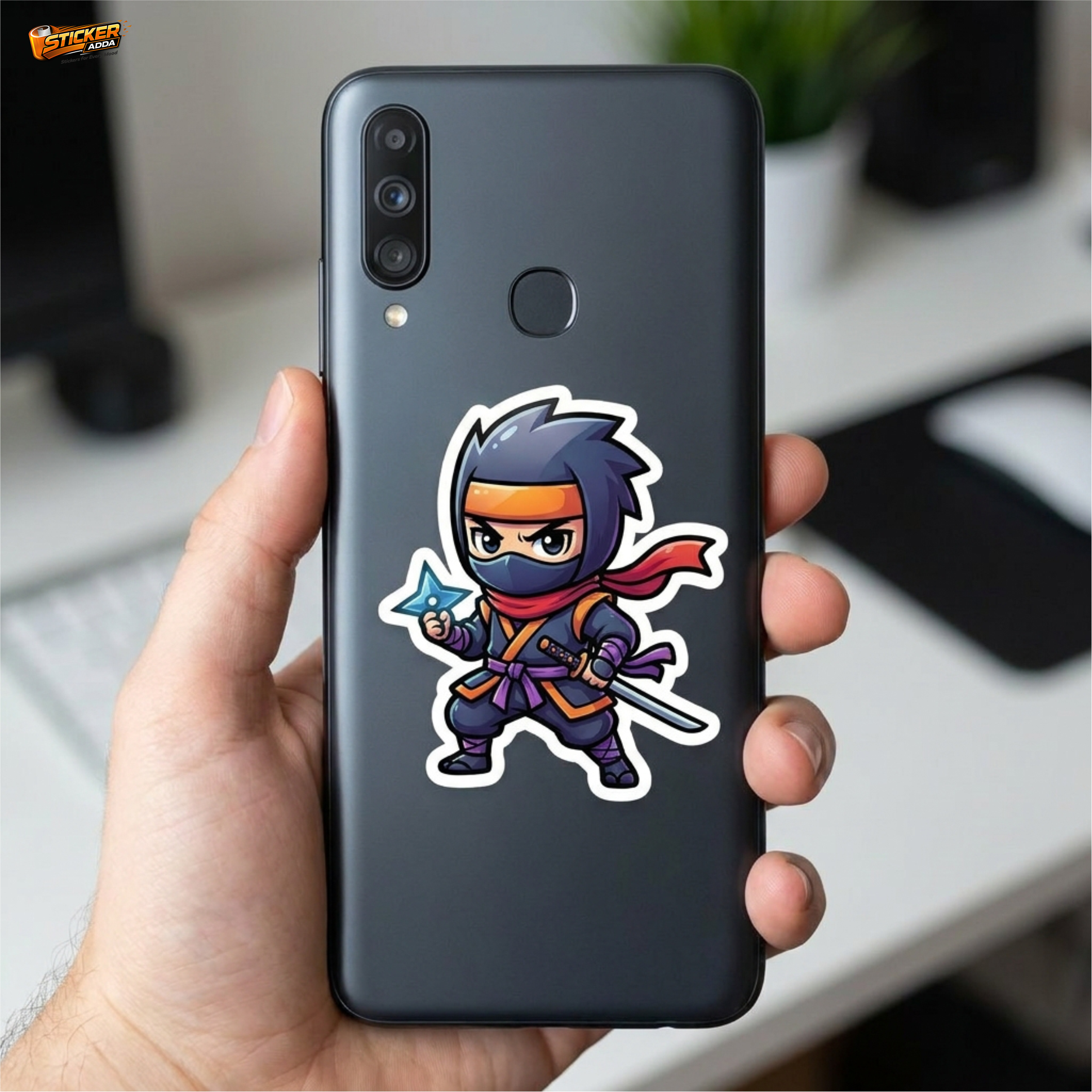 Stealth Ninja Warrior™ Sticker – Cool Shinobi Character Vinyl Decal for Laptop, Bike & Helmet | StickerAdda™