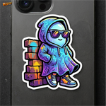 Street Vibe Ghost Graffiti™ Sticker – Cool Hoodie Character Vinyl Decal for Laptop, Bike & Helmet thumbnail