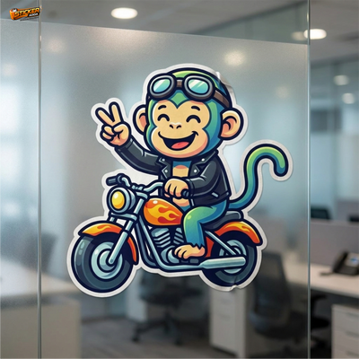 Street Vibe Monkey Rider™ Sticker – Cool Biker Character Vinyl Decal for Laptop, Bike & Helmet