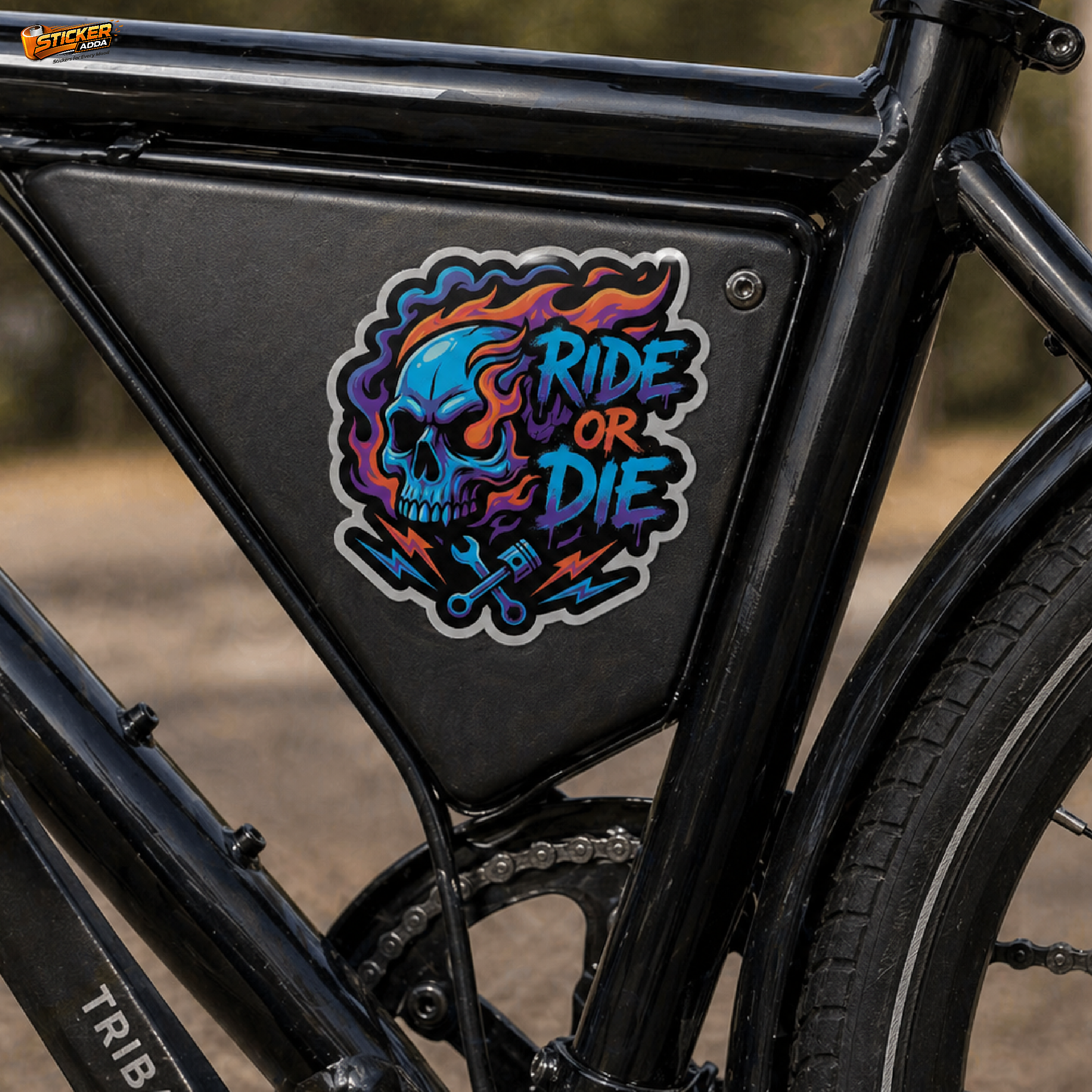 Ride Or Die™ Skull Sticker | Premium Waterproof Vinyl Car & Bike Sticker | Neon Rider Attitude Decal | StickerAdda™