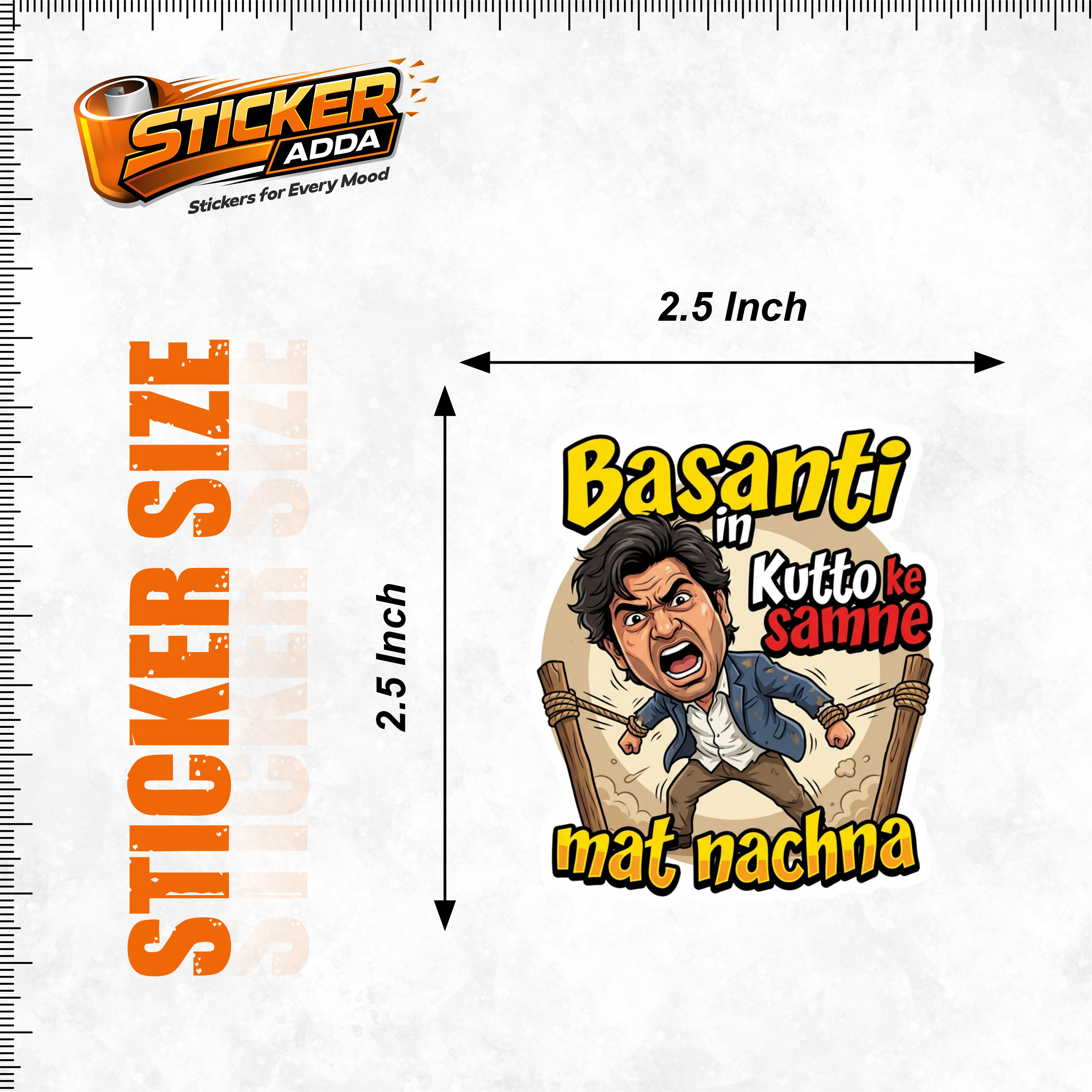 Basanti In Kutto Ke Samne Mat Nachna™ Funny Bollywood Dialogue Sticker | Waterproof Vinyl Car, Bike, Laptop & Wall Decal | StickerAdda™